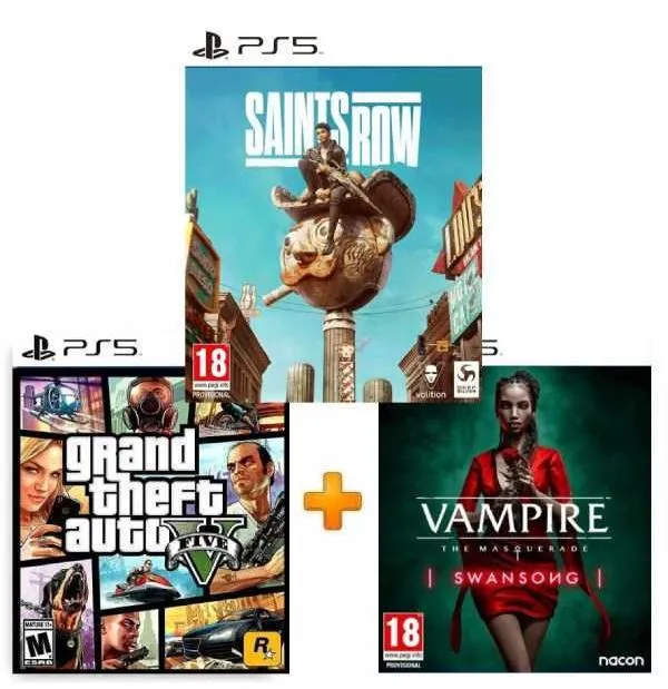 ИгроПак для PS5: Vampire: The Masquerade Swansong + Grand Theft Auto V  +  SAINTS ROW Издание первого дня