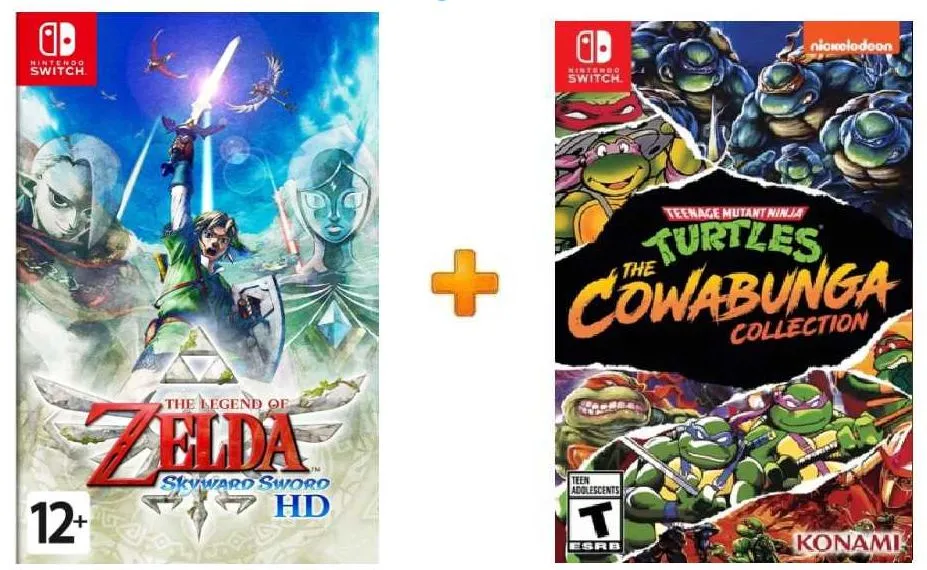ИгроПак для Nintendo Switch: Teenage Mutant Ninja Turtles: The Cowabunga Collection + Legend of Zelda: Skyward Sword HD