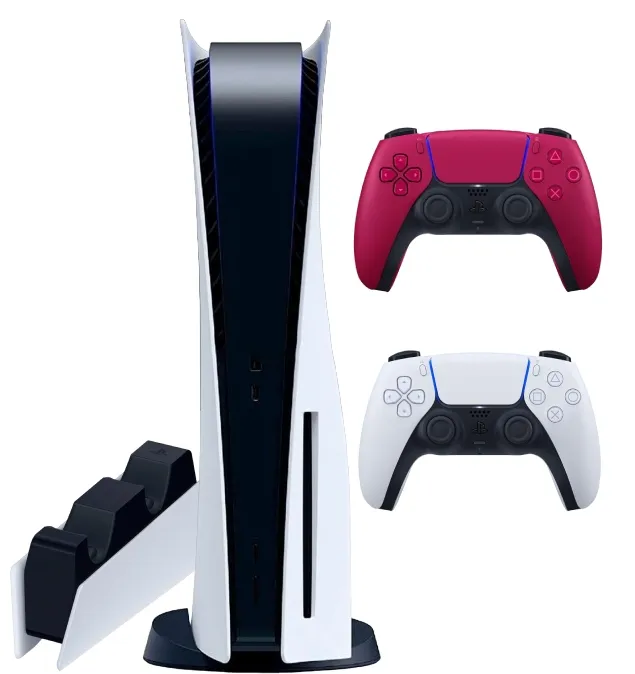 Sony PlayStation 5 (PS5, CFI-1200A, JP) + 2-й геймпад (космический красный) + зарядная станция