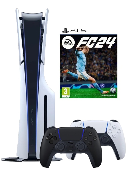 Sony PlayStation 5 Slim (PS5 Slim) + 2-й геймпад (чёрная полночь) + игра EA Sports FC 24