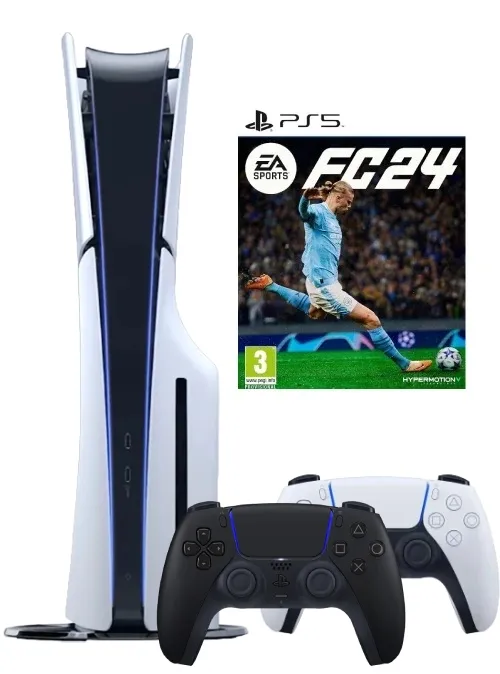 Sony PlayStation 5 Slim (PS5 Slim) + 2-й геймпад (чёрная полночь) + игра EA Sports FC 24