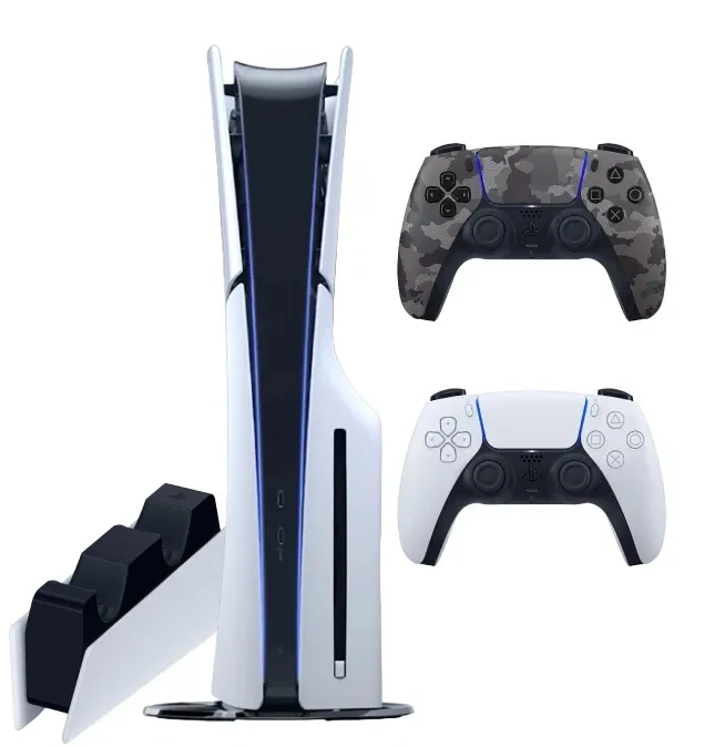 Sony PlayStation 5 Slim (PS5 Slim) + 2-й геймпад (серый камуфляж) + зарядная станция