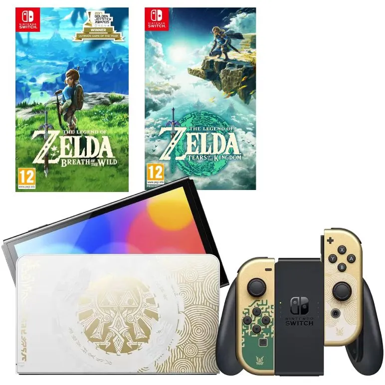 Игровая приставка Nintendo Switch OLED 64 GB Zelda: Tears of the Kingdom Edition (JP) + Игра Legend of Zelda: Tears of the Kingdom + Игра The Legend of Zelda: Breath of the Wild