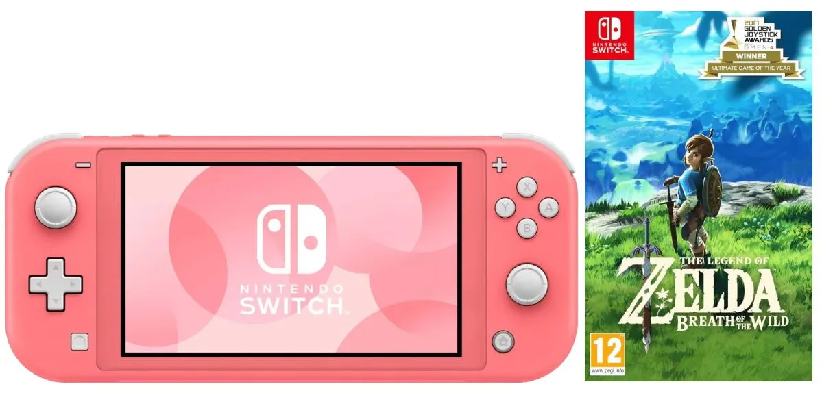 Игровая приставка Nintendo Switch Lite Coral (кораллово-розовый) + Игра The Legend of Zelda: Breath of the Wild