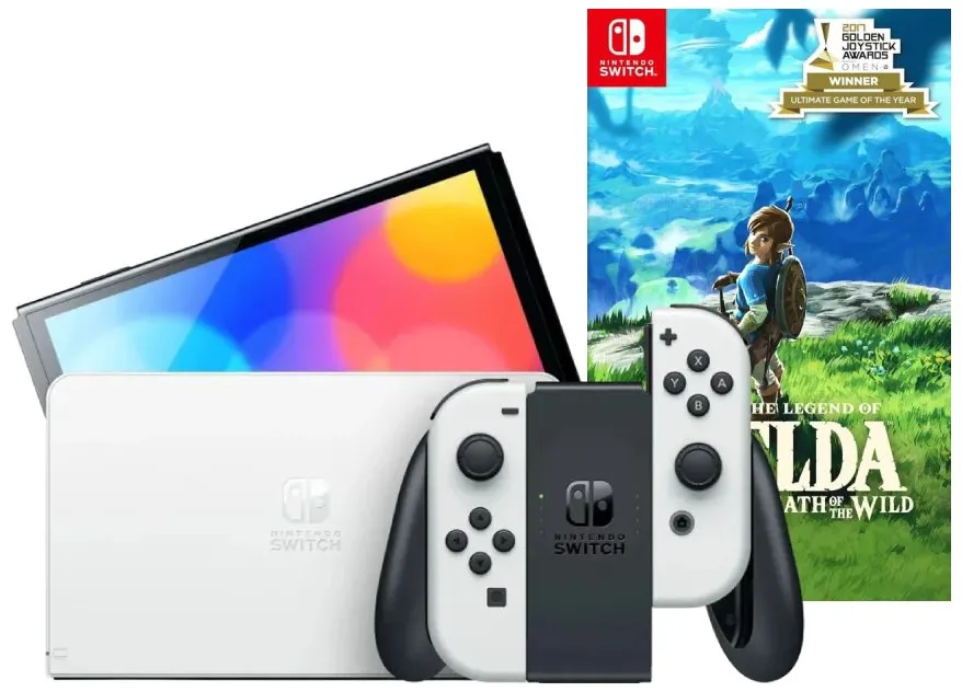 Игровая приставка Nintendo Switch OLED 64GB (белый) (AZ) + Игра The Legend of Zelda: Breath of the Wild
