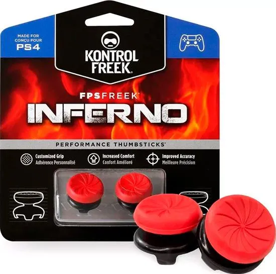 Высокие накладки на стики KontrolFreek Inferno для геймпада DualShock PS4 (красный)