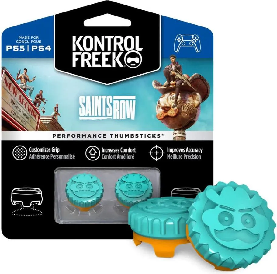 2 средние накладки на стики KontrolFreek Saints Row для геймпада PS4/PS5 (бирюзовые)