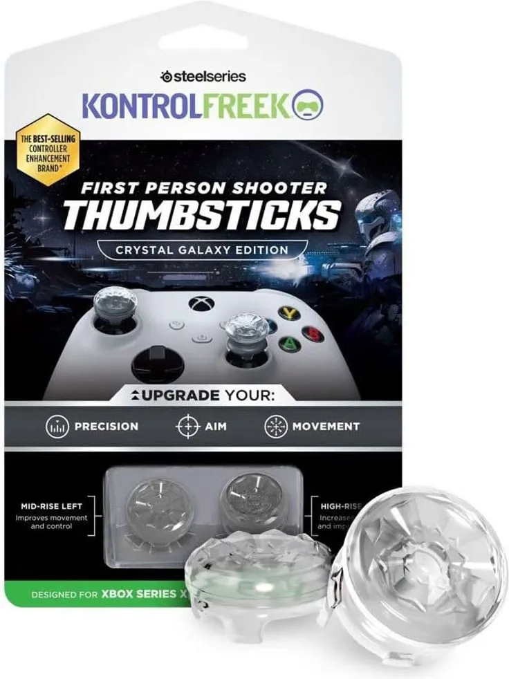 2 средние накладки на стики KontrolFreek Crystal Galaxy Edition для геймпада Microsoft XBOX One/Series (прозрачные)
