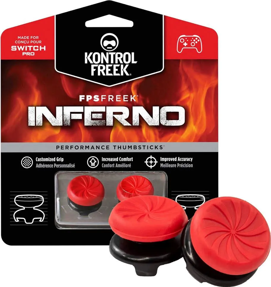 2 высокие накладки на стики KontrolFreek Inferno для Nintendo Switch (красные)