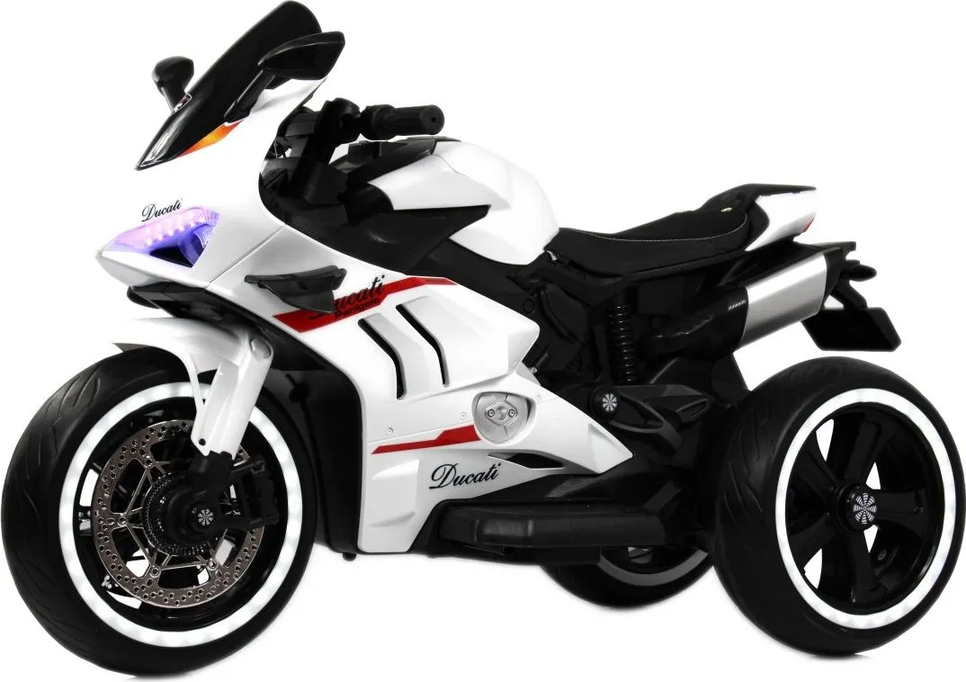 Детский электромотоцикл RiverToys М777БХ белый