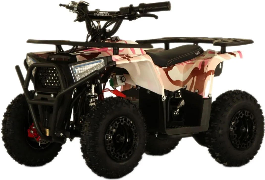 Детский электроквадроцикл RiverToys MIKA розовый камуфляж