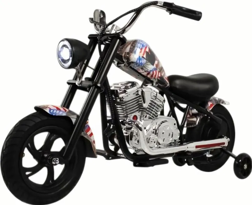 Детский электромотоцикл M777ML черный (флаг)